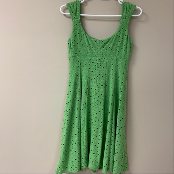 London Times Green Eyelet Midi Dress - Picture 3 of 5